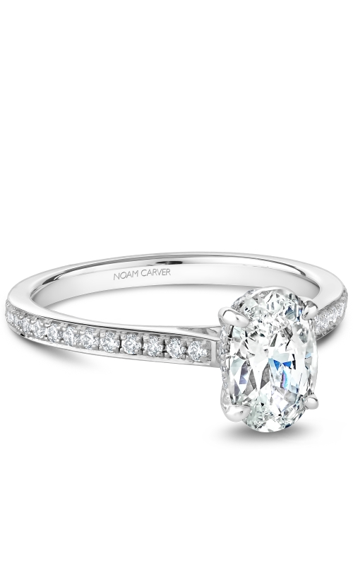 14kt White gold oval solitaire